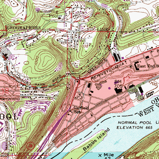 Topographic Map of Pennsylvania Avenue United Methodist Church, OH