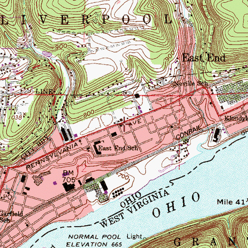 Topographic Map of Saint Ann Catholic Church, OH