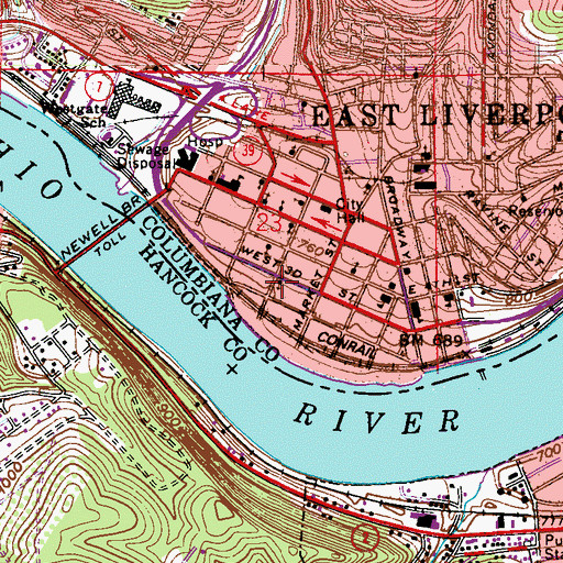 Topographic Map of Saint Johns Evangelical Lutheran Church, OH