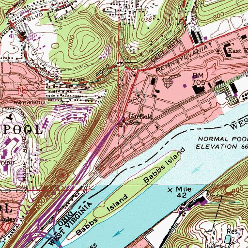 Topographic Map of Second Baptist Church, OH