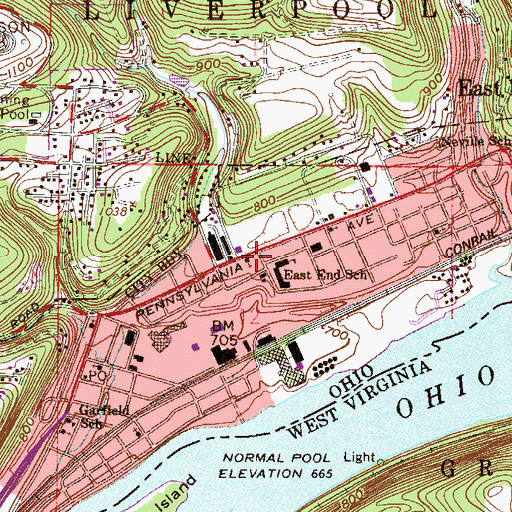 Topographic Map of Second Church of Christ, OH