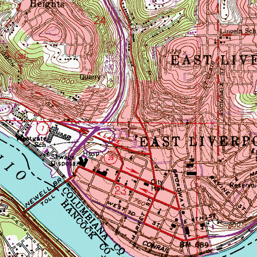Topographic Map of Sheridan African Methodist Episcopal Church, OH