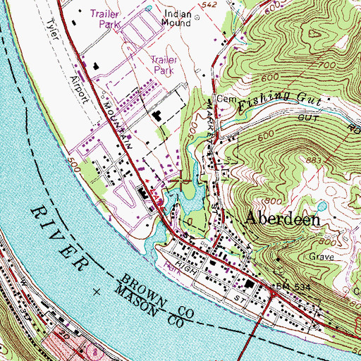 Topographic Map of Aberdeen Community Park, OH