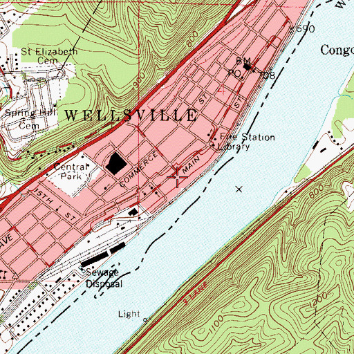 Topographic Map of Central United Methodist Church, OH