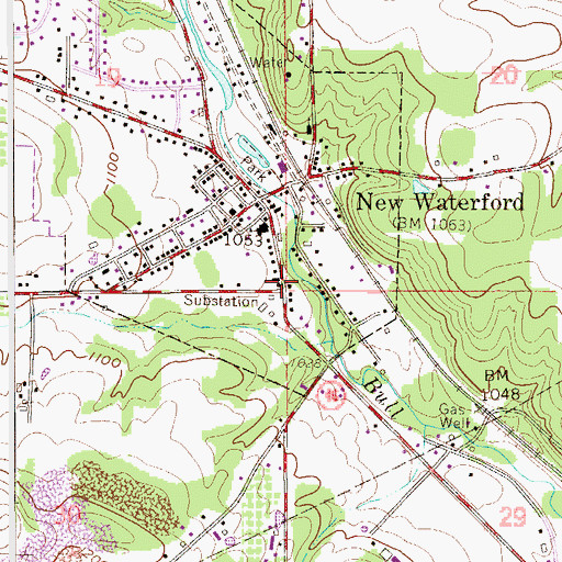 Topographic Map of New Waterford United Methodist Church, OH