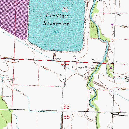 Topographic Map of Alspach Cemetery, OH