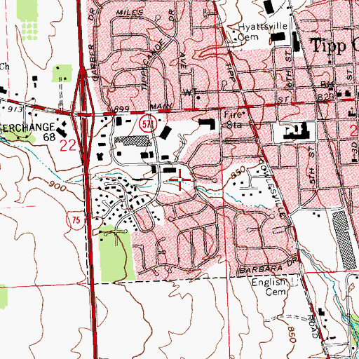 Topographic Map of Hathaway Park, OH