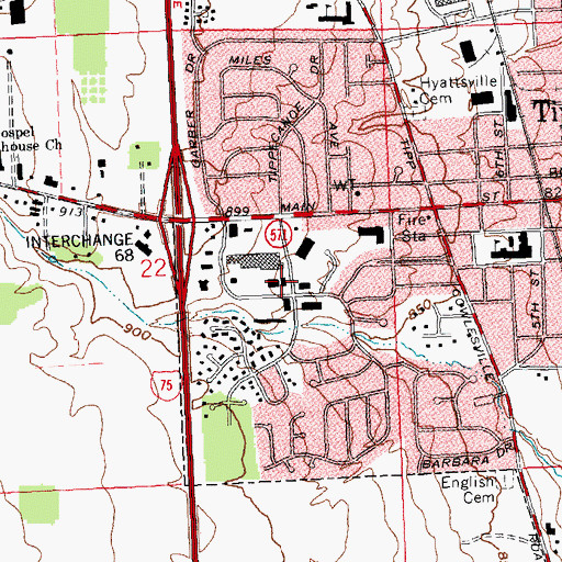 Topographic Map of Tipp Government Center, OH
