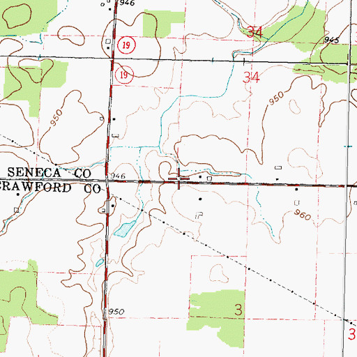 Topographic Map of East Baseline Baptist Cemetery, OH