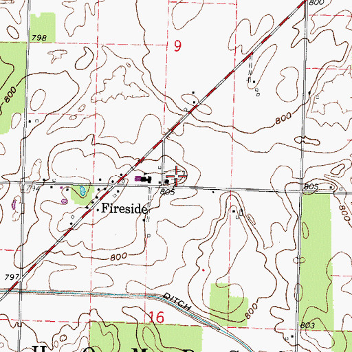 Topographic Map of Fireside Cemetery, OH