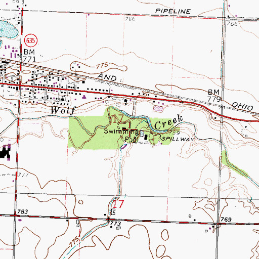Topographic Map of Meadowbrook Park, OH