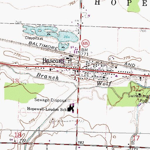 Topographic Map of Sand Ridge Cemetery, OH