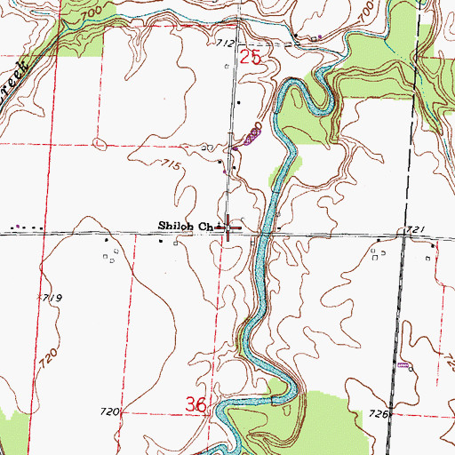 Topographic Map of Shiloh Cemetery, OH