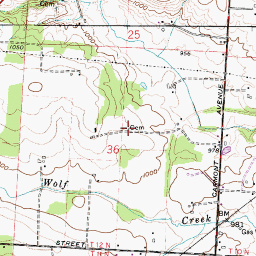 Topographic Map of Baughman Cemetery, OH