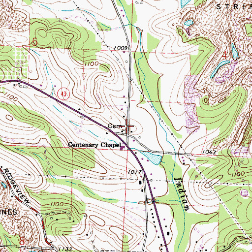 Topographic Map of Centenary Chapel Cemetery, OH