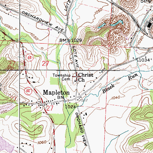 Topographic Map of Christ Evangelical Lutheran Cemetery, OH