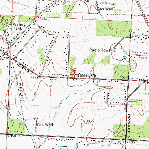 Topographic Map of Eden Cemetery, OH