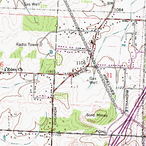 Topographic Map of Gerber Cemetery, OH