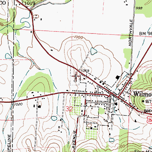 Topographic Map of Green Lawn Cemetery, OH