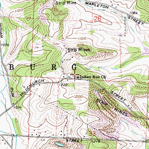 Topographic Map of Indian Run Cemetery, OH