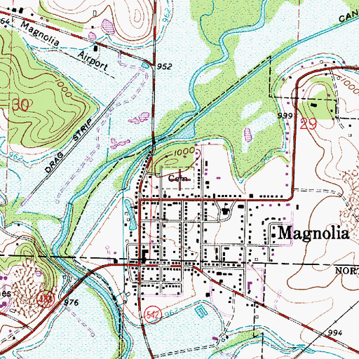 Topographic Map of Magnolia Cemetery, OH