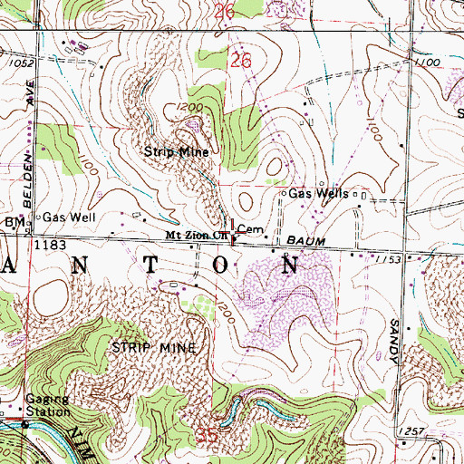 Topographic Map of Mount Zion Cemetery, OH