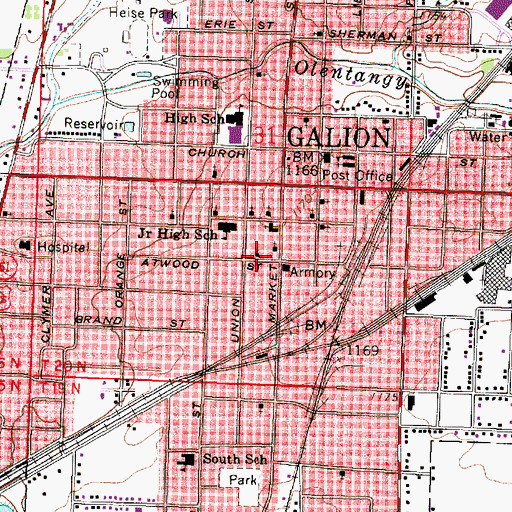 Topographic Map of Church of the Nazarene, OH