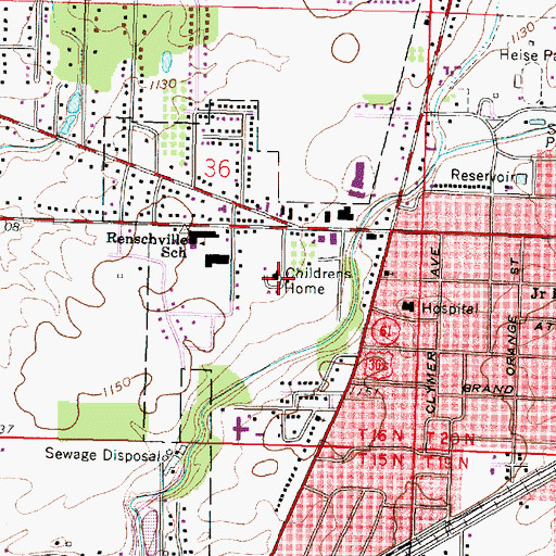 Topographic Map of Crawford County Childrens Home, OH