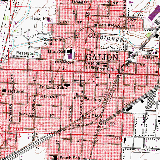 Topographic Map of First Baptist Church, OH