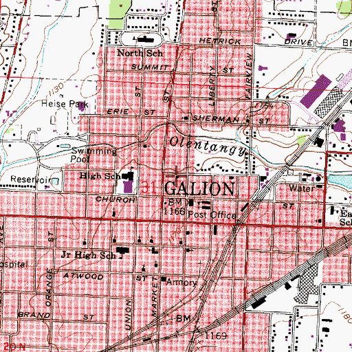 Topographic Map of First Church of Christ, OH