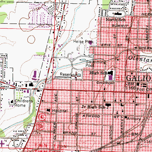 Topographic Map of Galion Water Works, OH