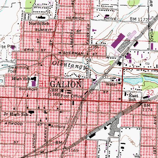 Topographic Map of Saint Patricks School (historical), OH