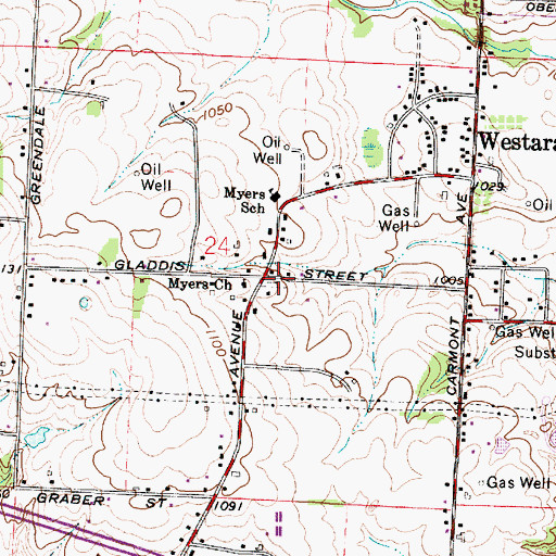 Topographic Map of Myers Cemetery, OH