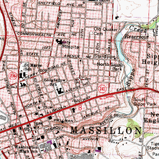 Topographic Map of Old Kendal Cemetery, OH