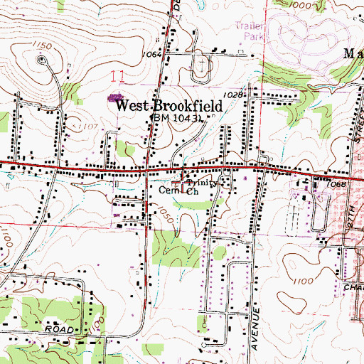 Topographic Map of Trinity Lutheran Cemetery, OH