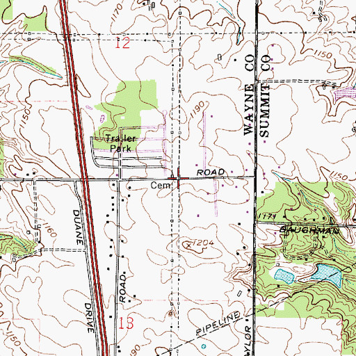 Topographic Map of Colliers Cemetery, OH