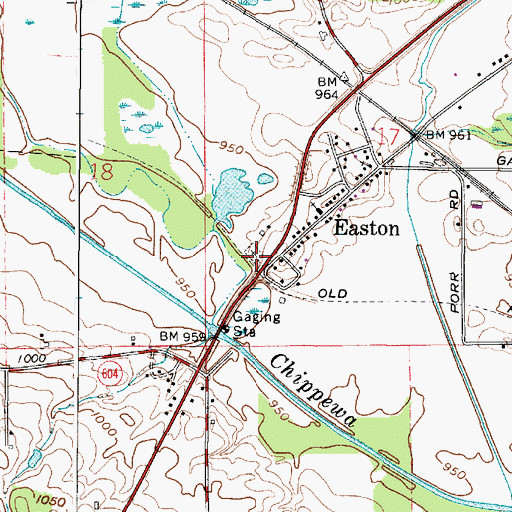 Topographic Map of Easton Union Memorial Cemetery, OH