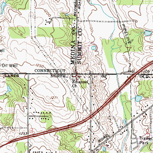 Topographic Map of Emmanuel Cemetery, OH