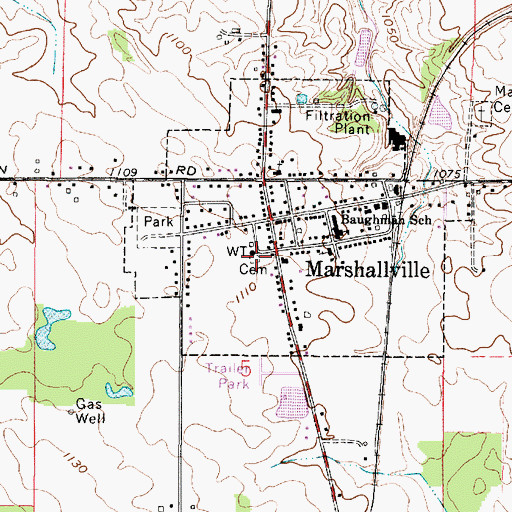 Topographic Map of Marshallville Cemetery, OH