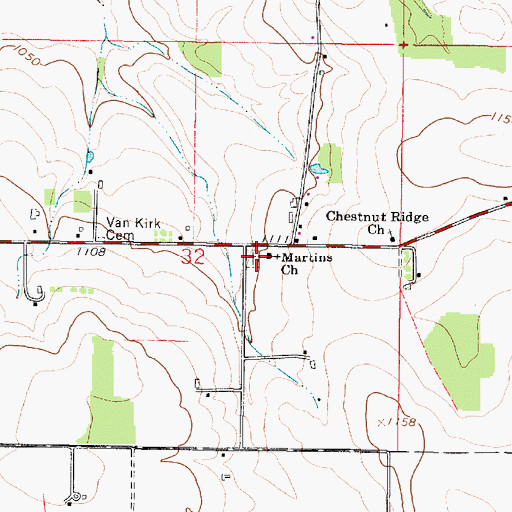 Topographic Map of Martins Mennonite Cemetery, OH