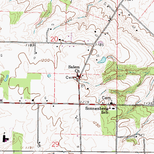 Topographic Map of Salem Mennonite Cemetery, OH