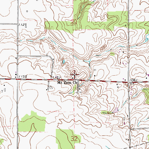 Topographic Map of Mount Zion Cemetery, OH