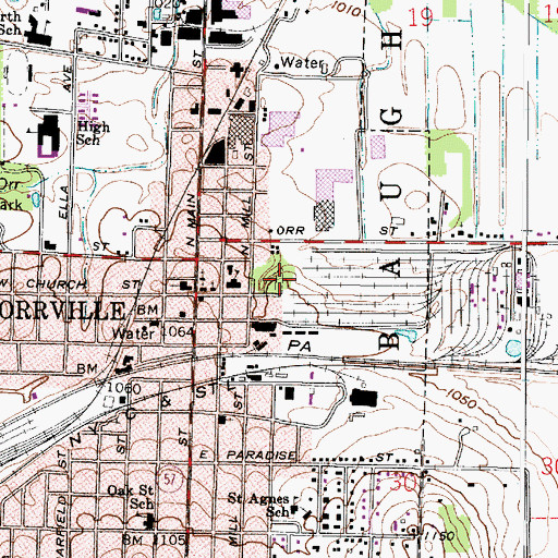Topographic Map of Orrs Community Cemetery, OH