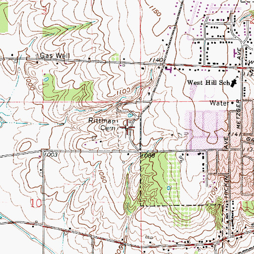 Topographic Map of Rittman Cemetery, OH