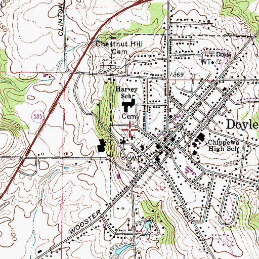 Topographic Map of Saint Peters and Pauls Cemetery, OH