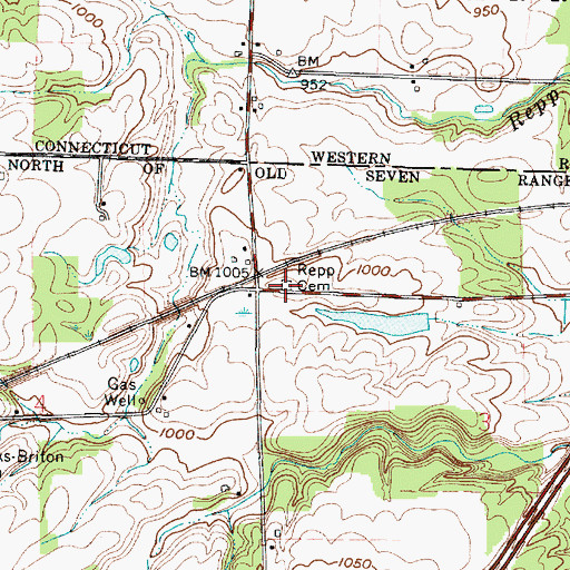 Topographic Map of Repp Cemetery, OH