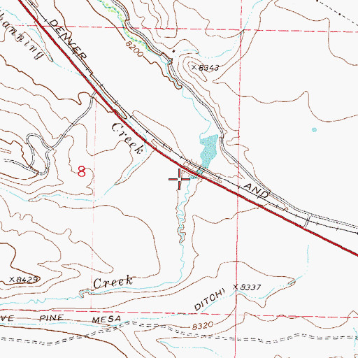 Topographic Map of Five Pine Mesa Creek, CO