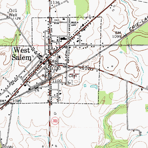 Topographic Map of West Salem Cemetery, OH