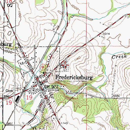 Topographic Map of Fredericksburg East Cemetery, OH