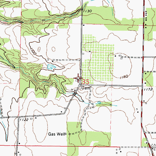 Topographic Map of Hermans Cemetery, OH